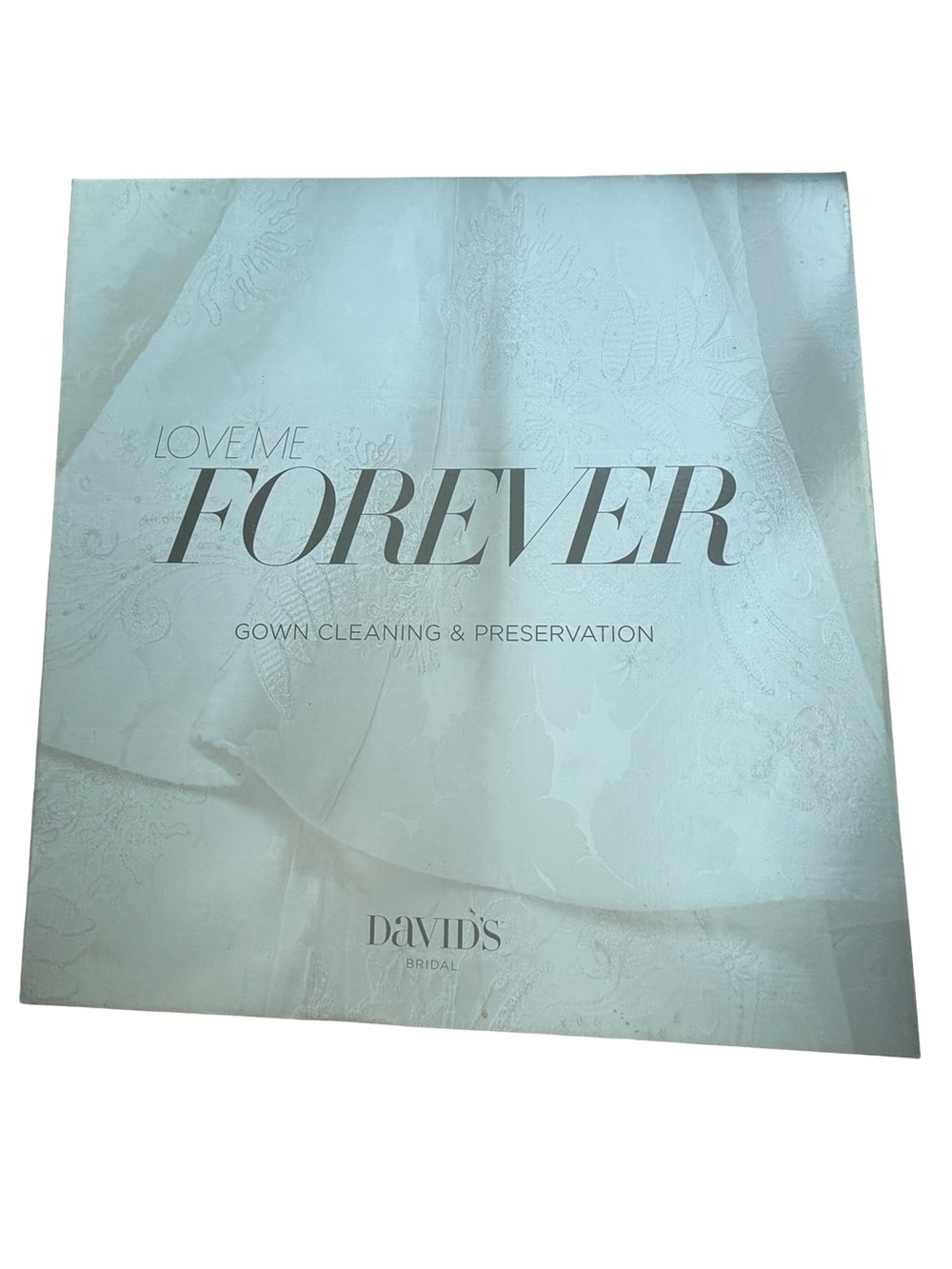 David's Bridal Light Blue 'Love Me Forever' Gown Preservation Kit Box